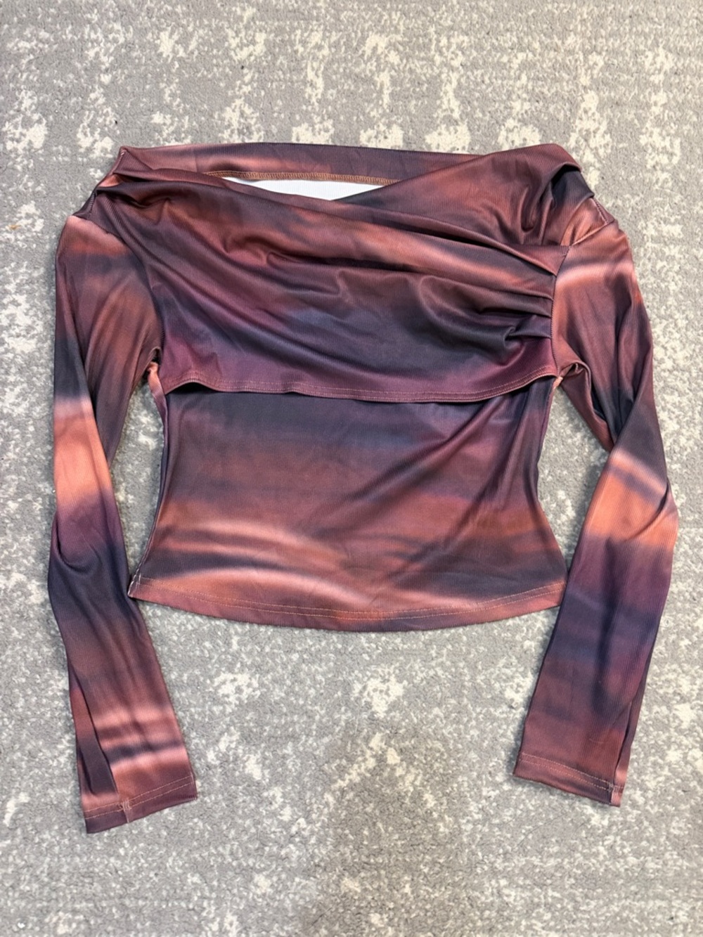 SHEIN Maroon Ombre Off-Shoulder Long Sleeve Top